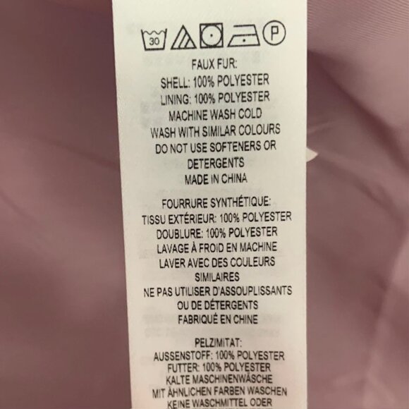 French Connection Teddy Faux Fur Coat Mauve Pink M Cozy Shaggy Faux Shearling - Picture 8 of 8